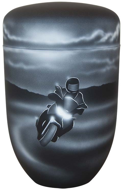 Zwartwitte Schaduw Design Urn Motorrijder (4 liter)