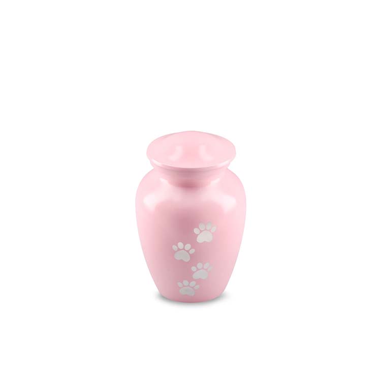 Urnwebshop Roze Dieren Urn Zilverkleurige Pootafdrukken Small (0.45 liter)