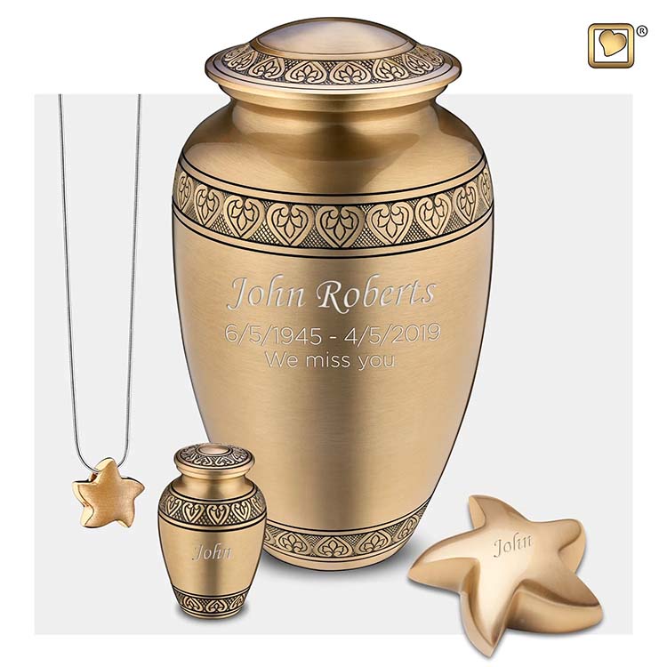 Grote LoveUrns Urn Klassiek Geborsteld Goud (3.4 liter)