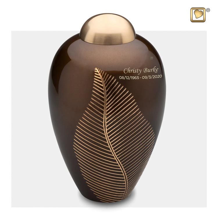 Grote Messing Urn Golden Brown, Bronze Feather (2.9 liter)