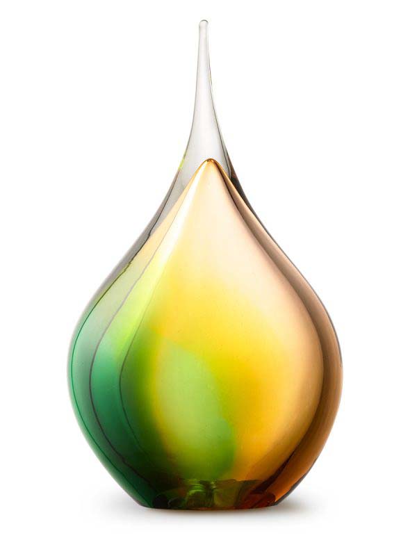 Kristalglazen 3D Traan Urn Goud-Groen (0.28 liter)