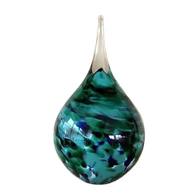 Urnwebshop Kristalglas Traan Urn Turquoise-Blauw-Groen-Wit Opaque (0.28 liter)