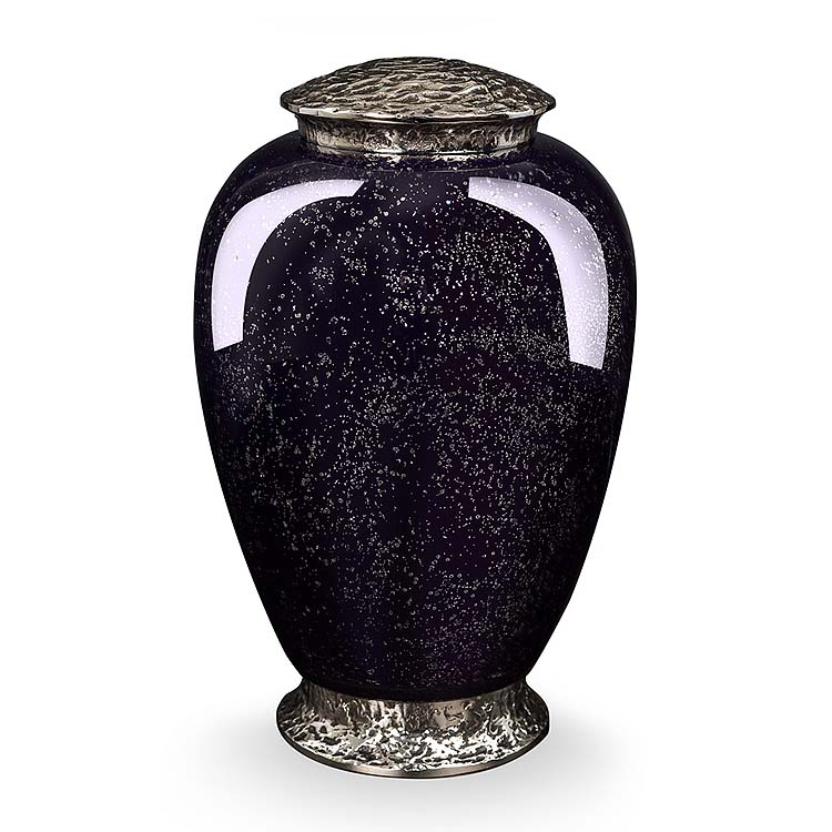 Glazen Urn Oneindig Heelal, Zilveren Voet en Deksel (4 liter)