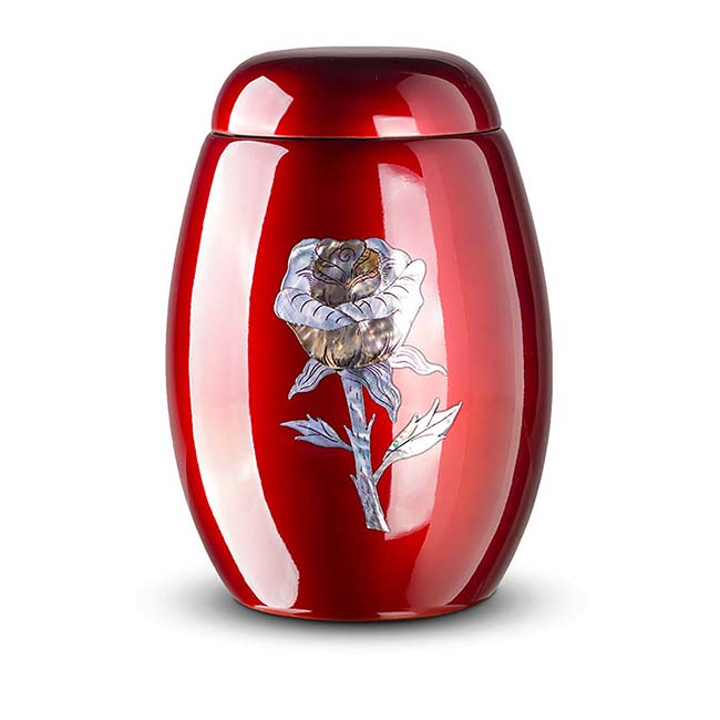 Rode Glasfiber Urn Roos (3.7 liter)