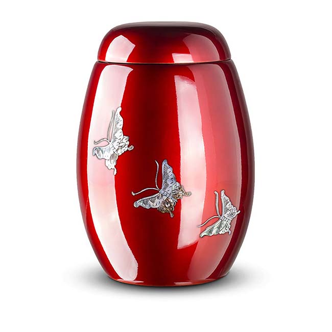 Rode Glasfiber Urn Vlinders (3.7 liter)