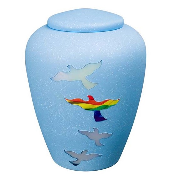 Glazen Urn Matblauw - Regenboog Duif (4 liter)