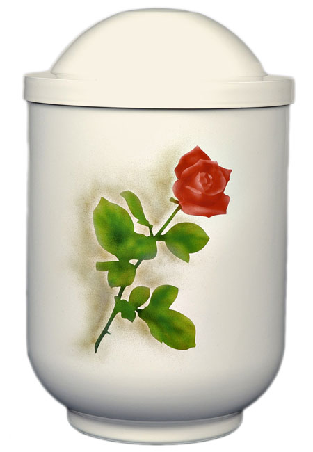 Design Urn Rode Roos op Wit (4 liter)