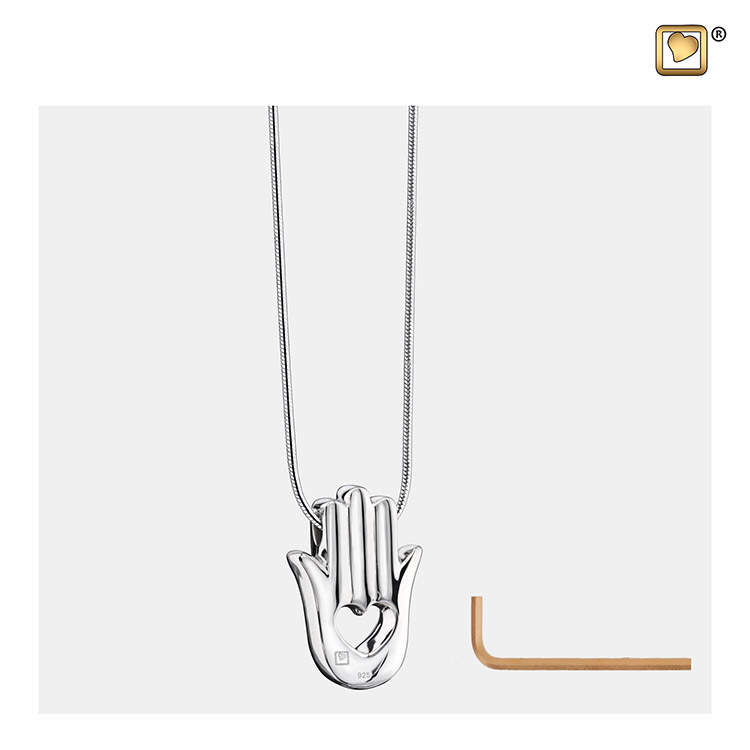 Zilveren Ashanger Hamsa Hand, inclusief Design Slangencollier