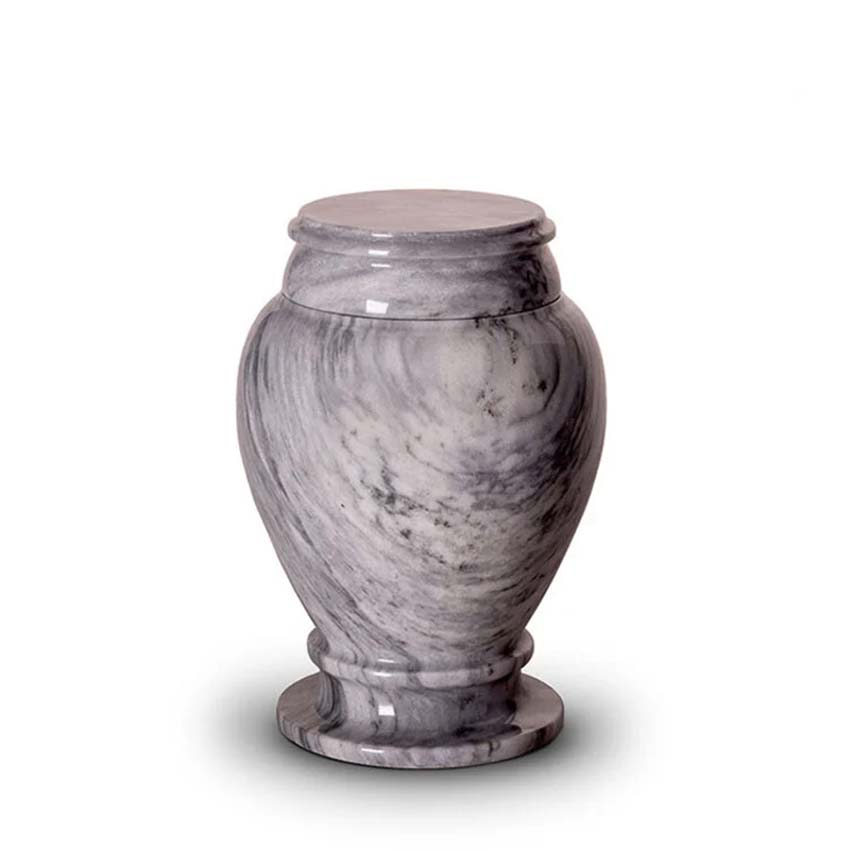 Urnwebshop Mediumgrote Marmeren Urn Grijswit (2.2 liter)