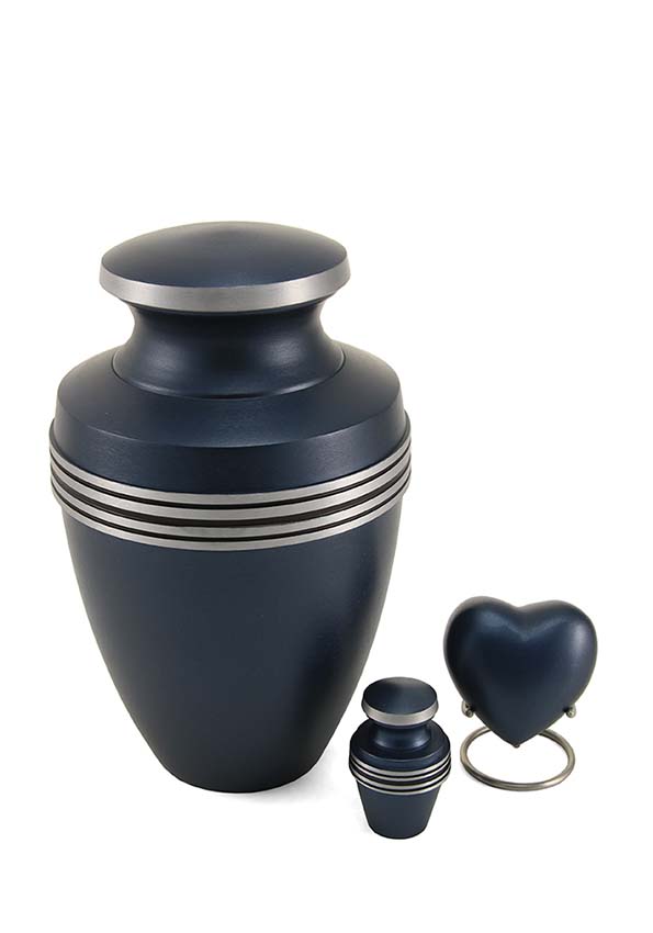 Grecian Blue Hart Urn, inclusief Standaard (0.1 liter)