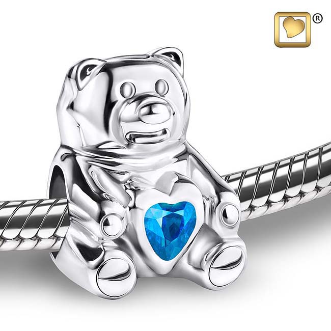 Zilveren LoveUrns Askraal Teddybeer Blauw Kristal