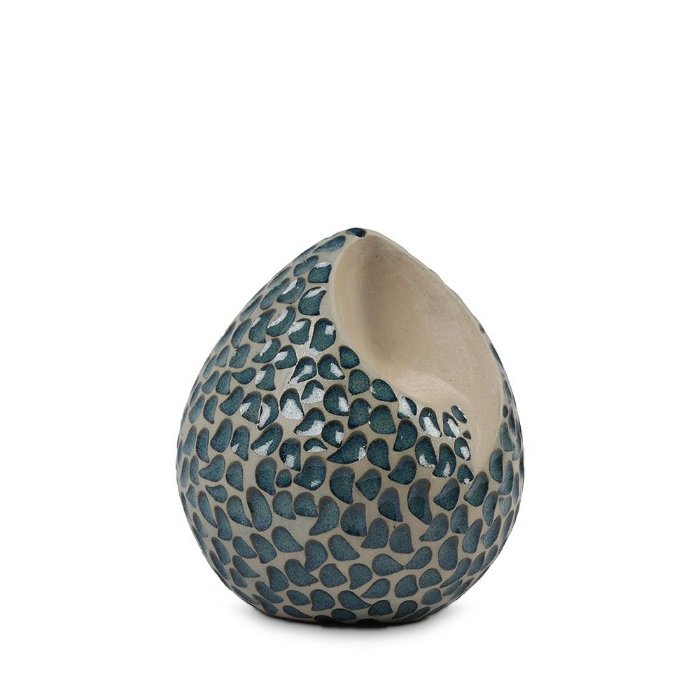 Urnwebshop Kleine Traan Urn Keramiek, Blauwe Traantjes (0.3 liter)
