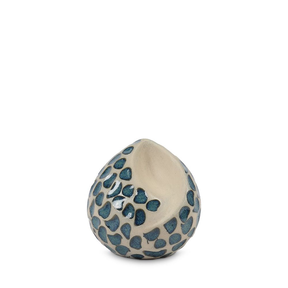 Urnwebshop Mini Traan Urn Keramiek, Blauwe Traantjes (0.05 liter)