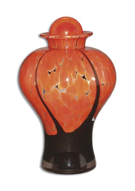 Grote Glazen Urn Oranje-Zwart (3.5 liter)