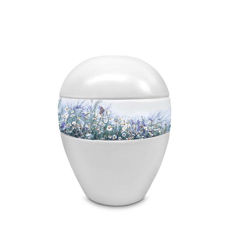 Kleine Porseleinen Pot Urn Madeliefjes - Vlinder (0.6 liter)
