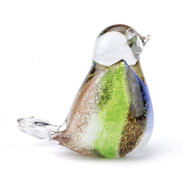 Kristalglazen 3D Mini Vogel Urn Groen-Oranje-Bruin (0.03 liter)