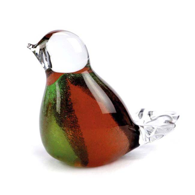 Kristalglazen 3D Mini Vogel Urn Bruin-Groen-Oranje (0.03 liter)