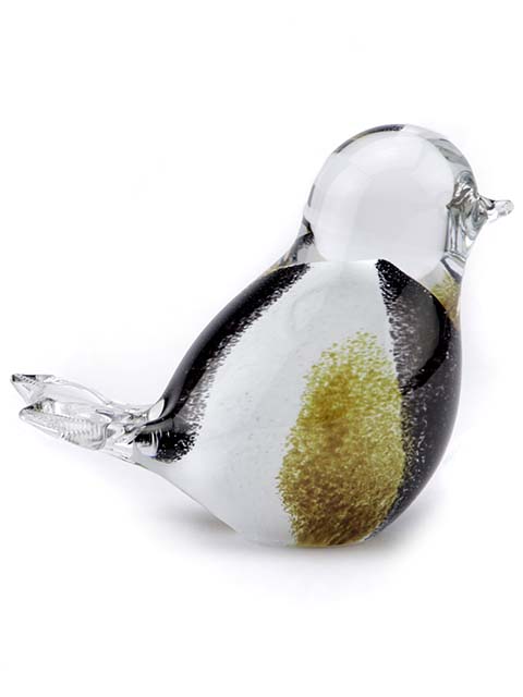Kristalglazen 3D Mini Vogel Urn Zwart-Wit-Bruin (0.03 liter)
