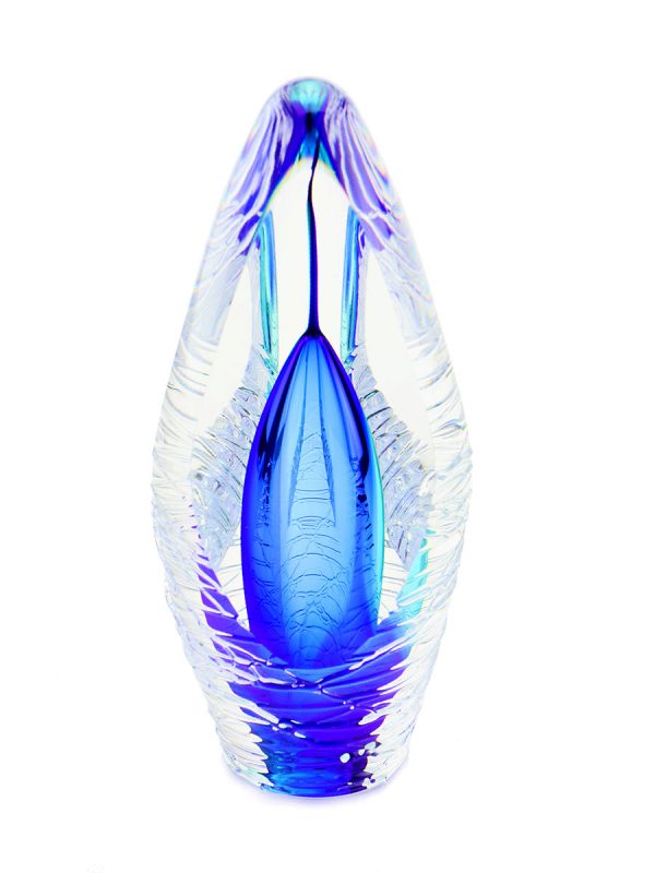 Premium Kristalglazen 3D Traan Urn Spirit Glanz Blue (0.07 liter)