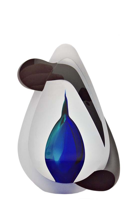 Premium Kristalglazen 3D Traan Urn Bow Blue (0.06 liter)