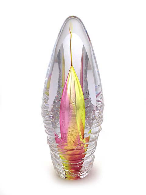 Premium Kristalglazen 3D Traan Urn Rose-Yellow Purple (0.07 liter)