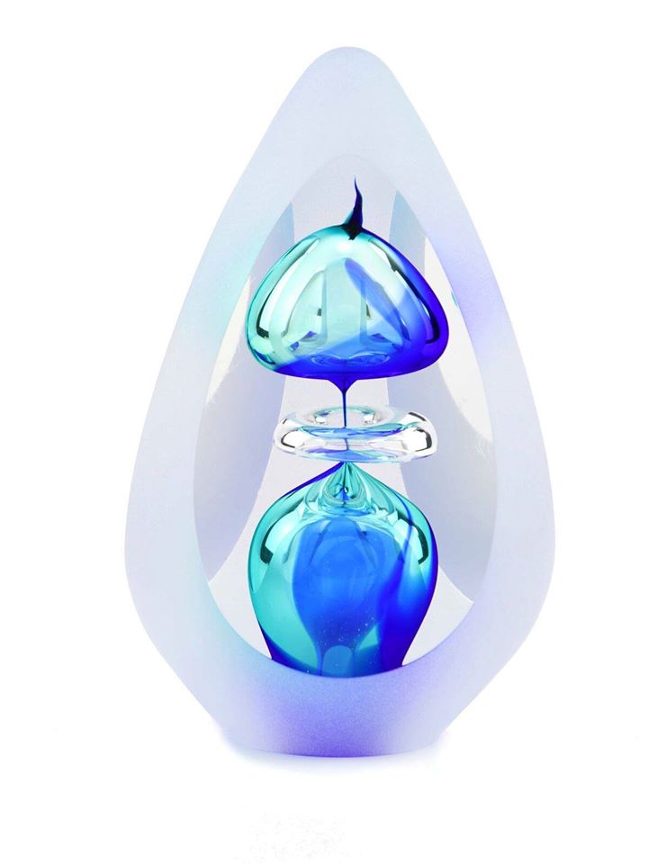 Kristalglazen 3D Traan Urn Orion Blue Small (0.07 liter)