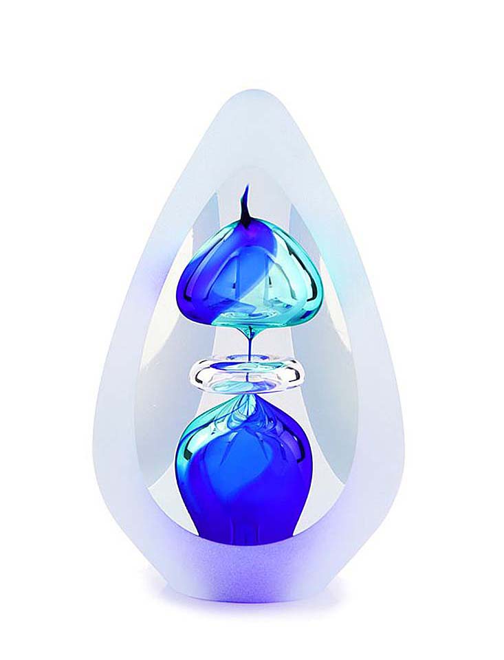 Kristalglazen 3D Traan Urn Orion Blue Small (0.07 liter)