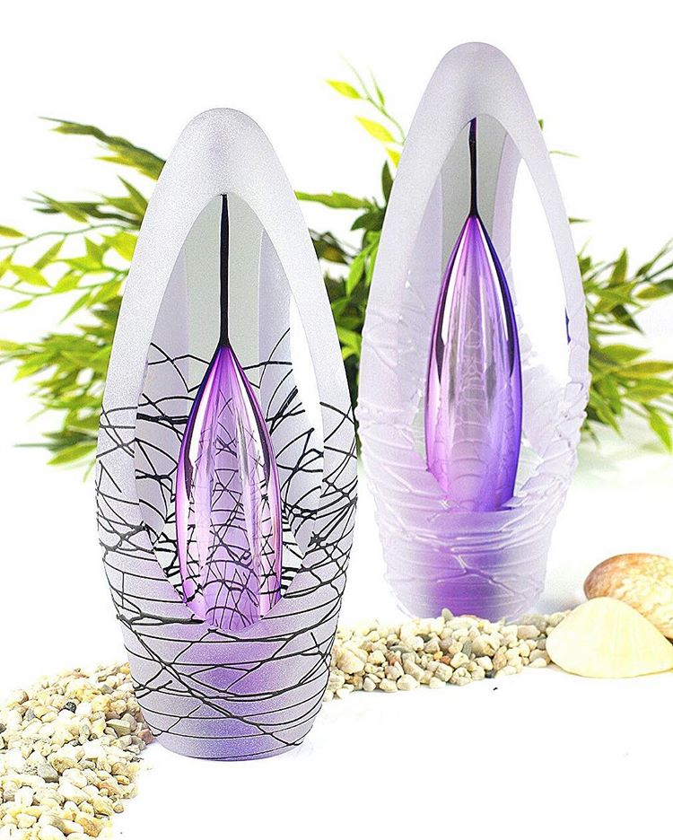 Premium Kristalglazen 3D Traan Urn Spirit Purple (0.07 liter)