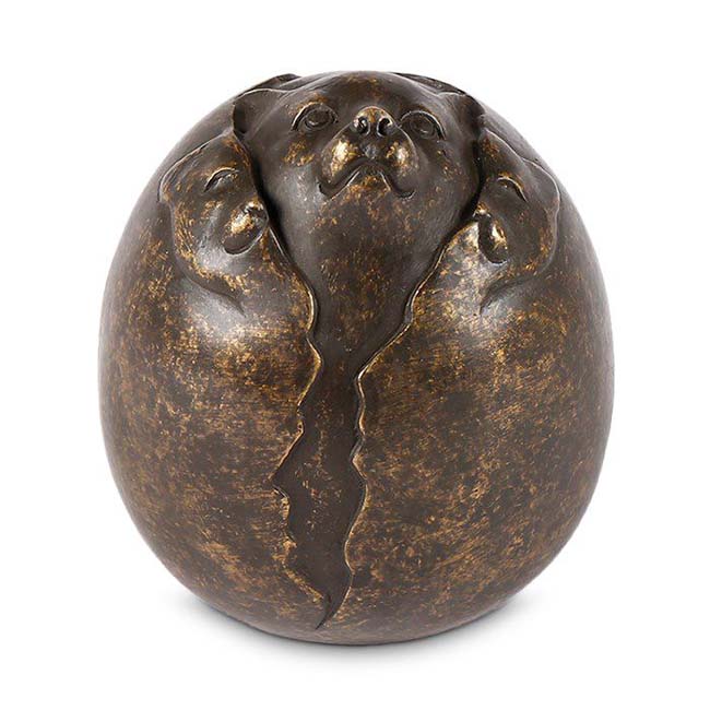 Bronzen Bol Urn met Katje (0.45 liter)