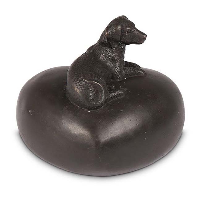 Bronzen Mini Urn Hart met Hond (0.45 liter)