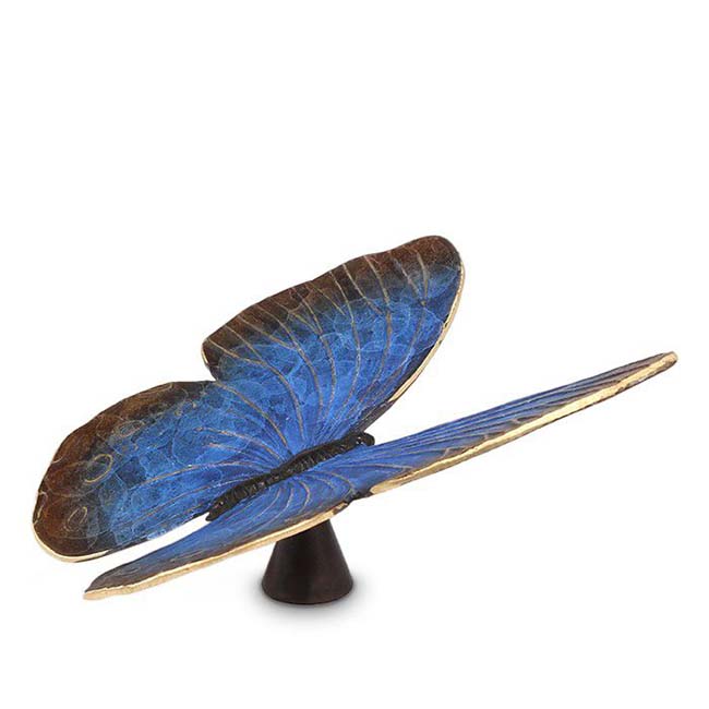 Bronzen Mini Dierenurn Blauwe Vlinder, 18 cm (0.01 liter)