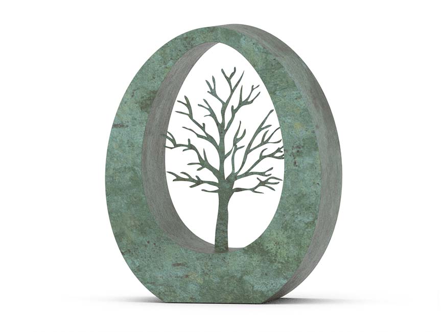 Kleine Bronzen Oval Levensboom Urn (0.9 liter)