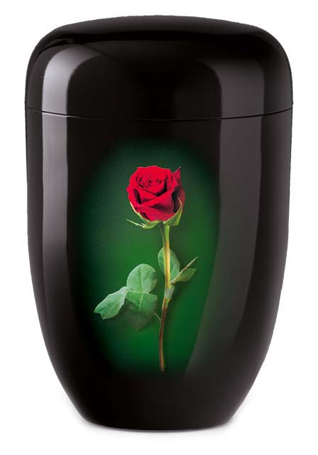 Biologische Urn Rode Roos op Zwart (4 liter)