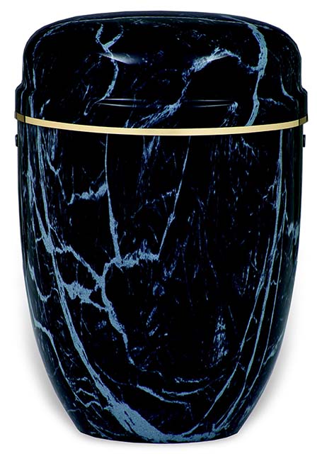 Blauw Gemarmerde Design Urn, gouden sierband (4 liter)