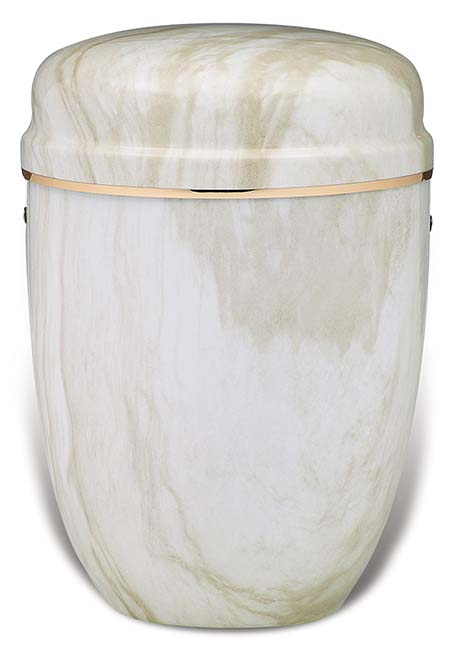 Wit Gemarmerde Design Urn, gouden sierband (4 liter)