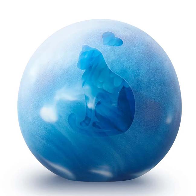 Kristalglazen Frosted Kattenurn Elan Marble Blue (0.5 liter)