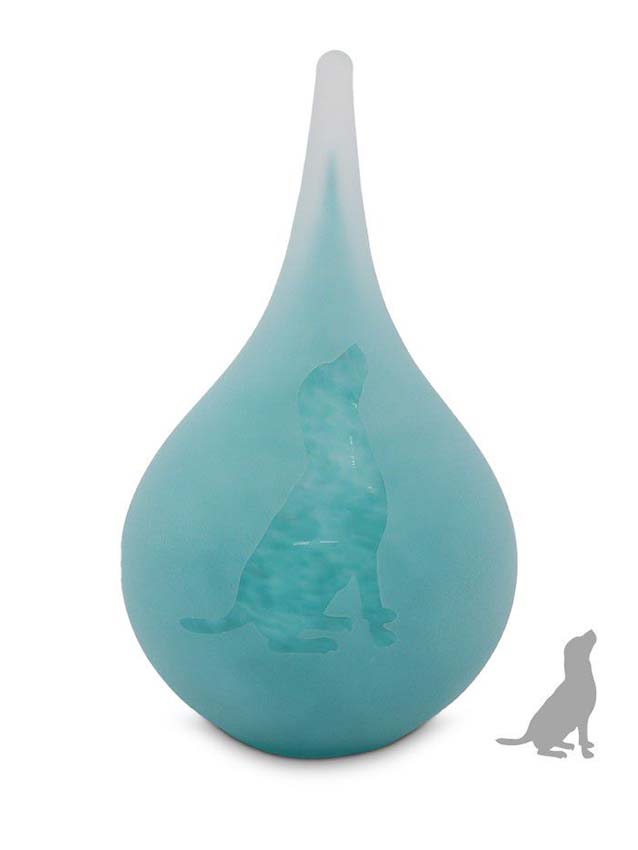 Medium Traan Urn Hond Frosted Turquoise (0.28 liter)