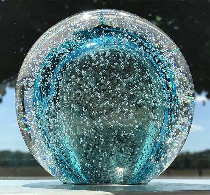 Kristalglazen Mini Bol Urn Stardust Bulb Blauw (0.08 liter)