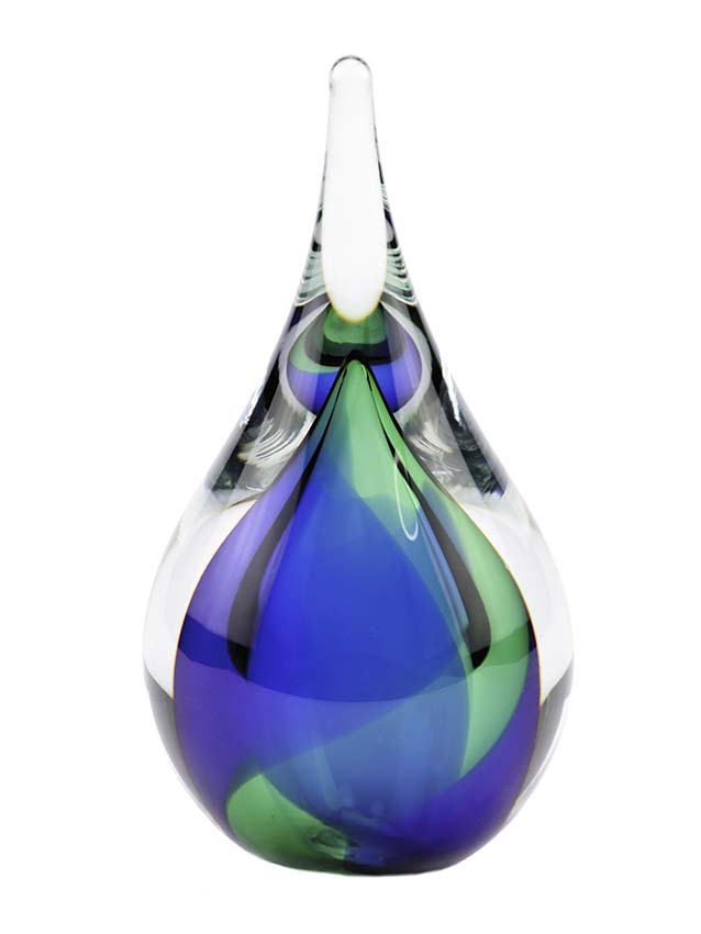 Kristalglazen 3D Mini Traan Urn Blauwgroen (0.05 liter)