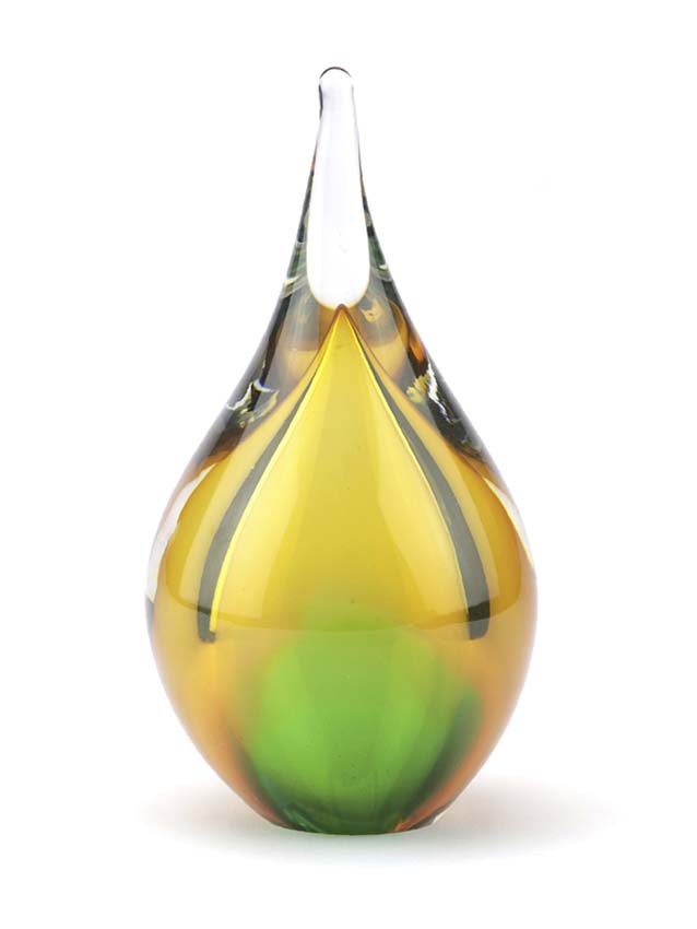 Kristalglazen 3D Mini Traan Dierenurn Geel-Groen (0.05 liter)