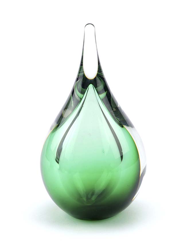 Kristalglazen 3D Mini Traan Urn Groen (0.05 liter)