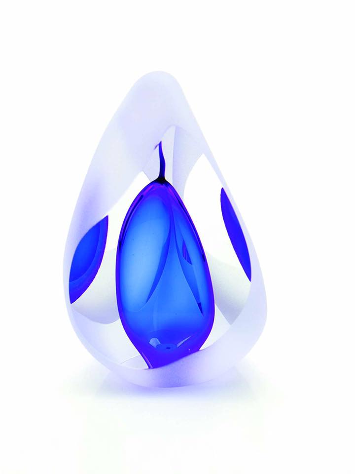 Kristalglazen 3D Traan Urn Reflection Blue (0.08 liter)