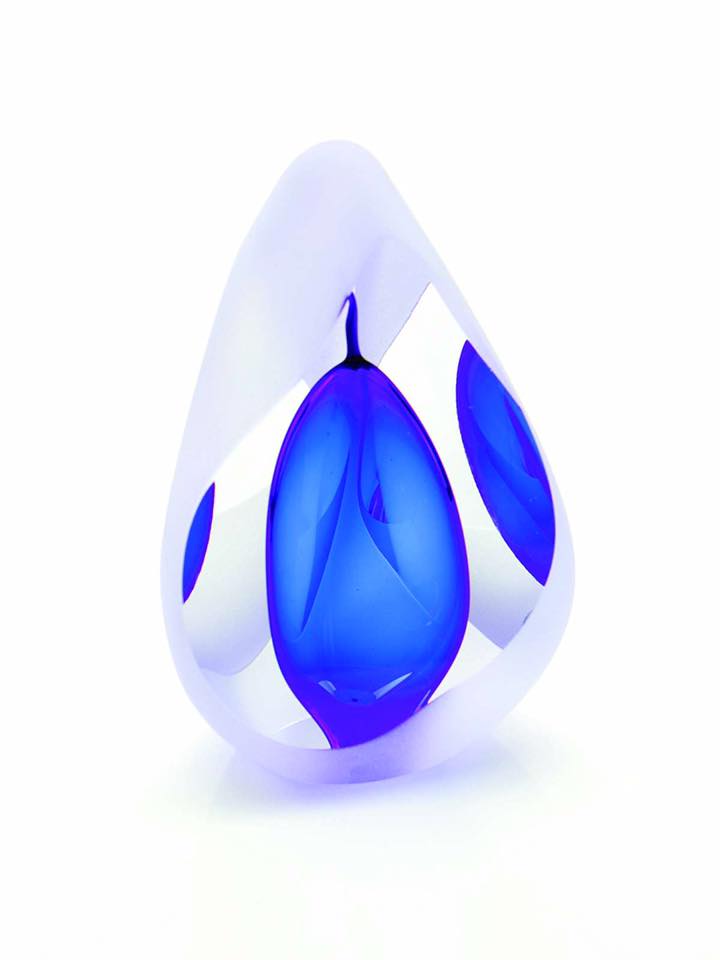 Kristalglazen 3D Traan Urn Reflection Blue (0.08 liter)