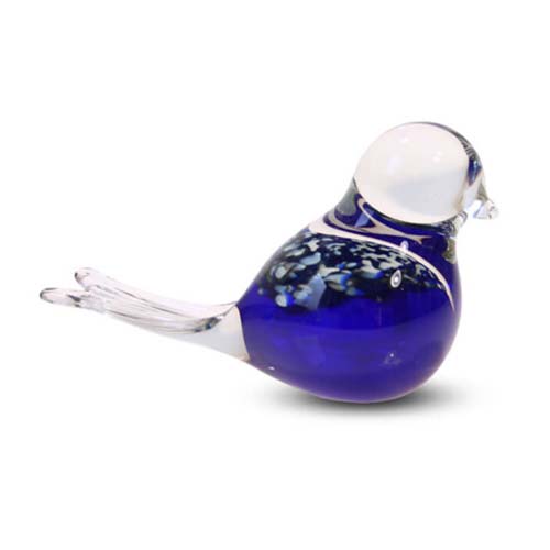 Kristalglazen Mini Vogel Dierenurn Blauw Buikje (0.03 liter)