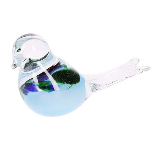 Kristalglazen Mini Vogel Urn blauwgroen Buikje (0.03 liter)