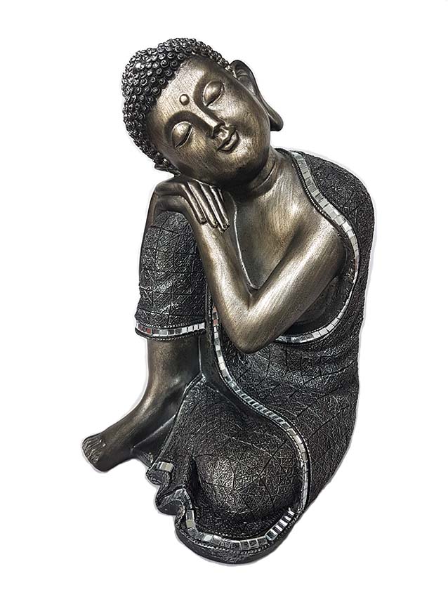 Grote Dierenurn Slapende Indische Buddha Oudzilver (3 liter)
