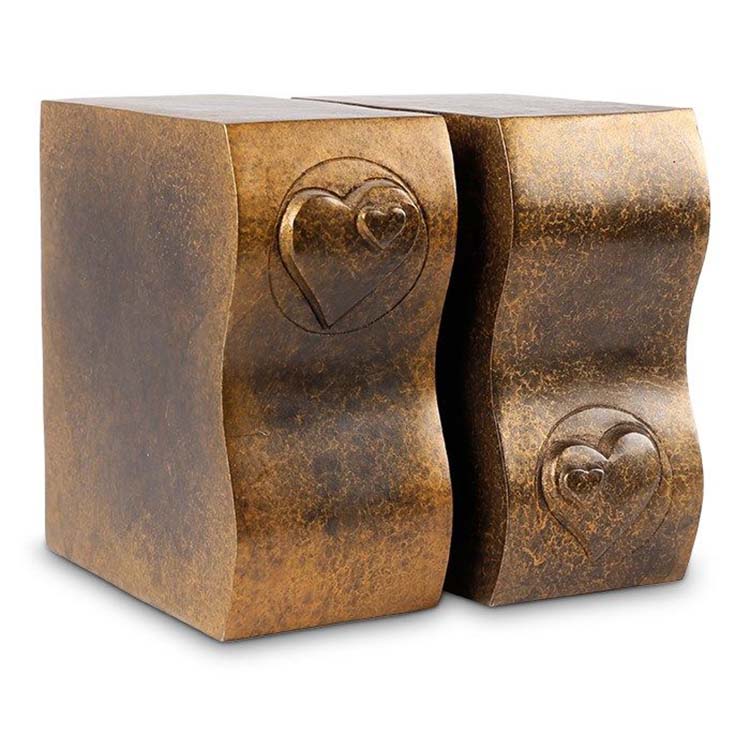 Grote Bronzen Duo Dierenurn Zuilen met Harten (2 x 3 liter)