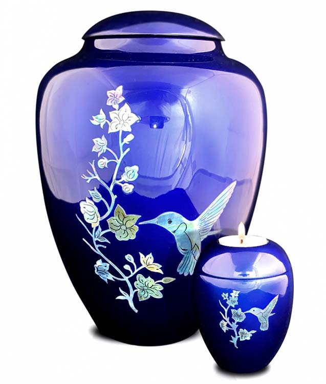 Grote Glasfiber Urn Colibri Blauw (3.4 liter)