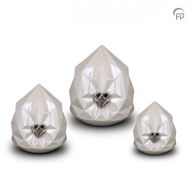 Grote Whitepearl Keramische Diamant Dierenurn (4.5 liter)