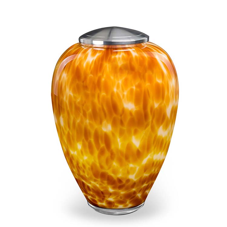 Kristalglazen Amber Urn, Zilver Deksel (4 liter)
